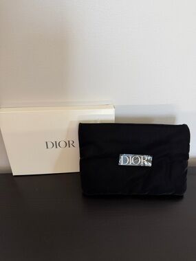 Dior Black Pouch with Silver 'DIOR' Plaque